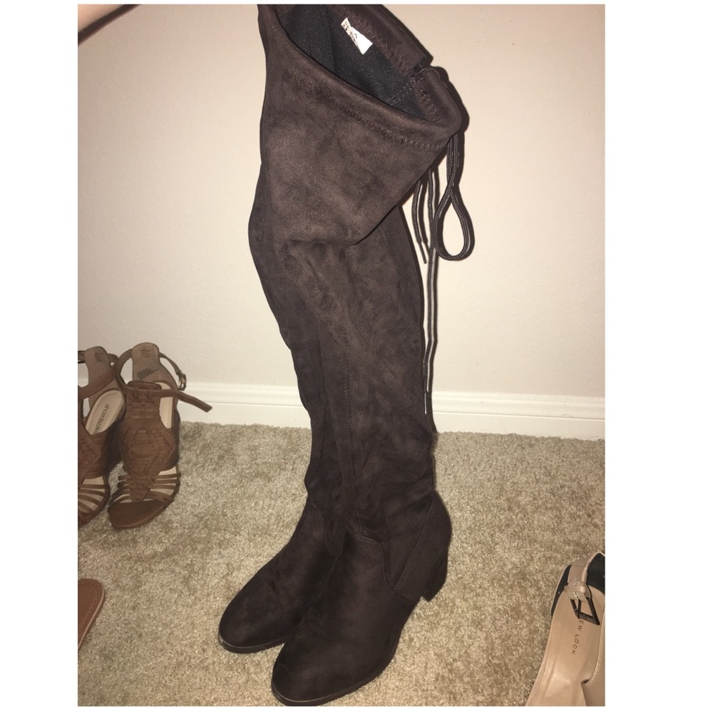Suede knee high boots